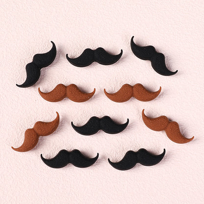 20Pcs Silicone Focal Beads Black Brown Beard Shape 7