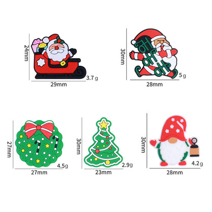 20pcs Silicone Focal Beads Christmas Santa Sleigh Wreath Tree Gnome 9