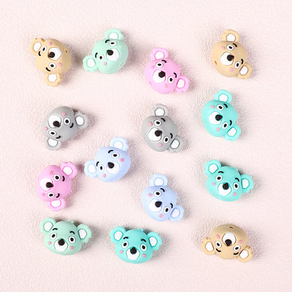 20Pcs Silicone 3D Focal Beads Koala Head Multi Color Design 2