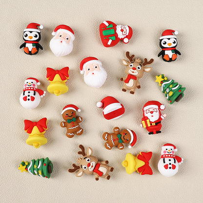 20Pcs Silicone 3D Focal Beads Christmas Themed Gingerbread Man Full Body 2