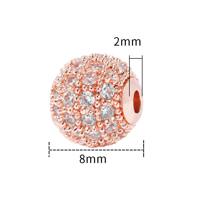 30pcs Fancy Zirconia Paved Brass Round Beads 15