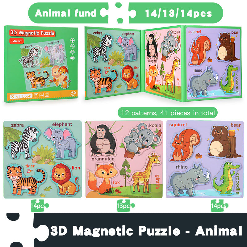 Children's 3D Magnetic Animal Puzzle Educational Paper Toy 6