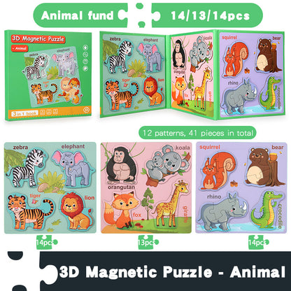 Children's 3D Magnetic Animal Puzzle Educational Paper Toy 6