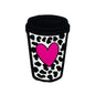 20pcs Silicone Focal Beads Heart Cup Leopard Pattern