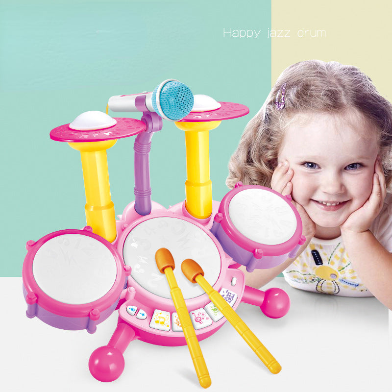 Plastic Kids Jazz Drum Kit Musical Instrument Early Education Toy 3