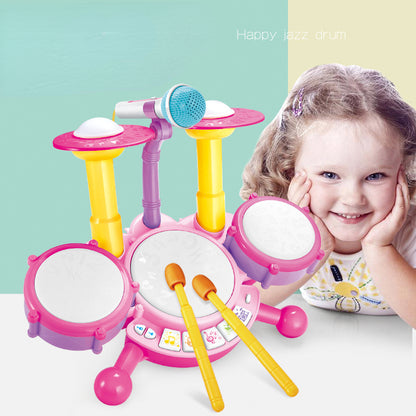 Plastic Kids Jazz Drum Kit Musical Instrument Early Education Toy 3