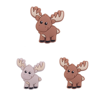 20pcs Silicone Focal Beads Elk Front Facing
