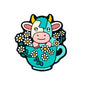 Silicone Focal Beads Cow Cattle Daisy Flowers in Teacup