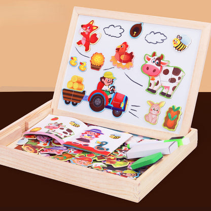 Wooden Magnetic Animal Double-Sided Drawing Board Montessori Toys 2