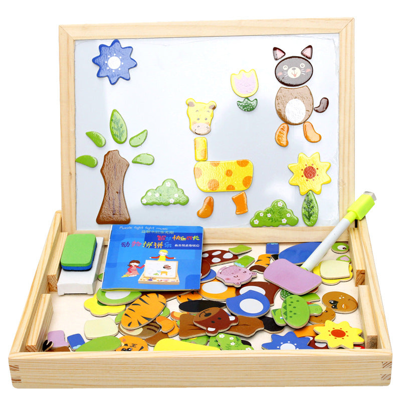 Wooden Magnetic Animal Double-Sided Drawing Board Montessori Toys 6