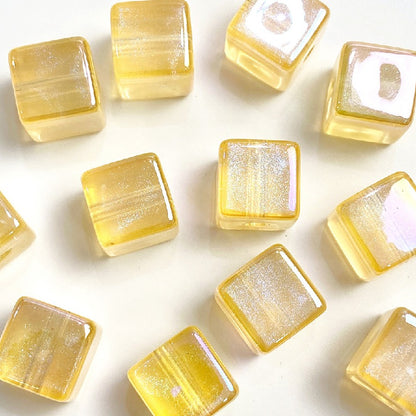 50pcs 14mm Colorful UV Finish Cube Acrylic Beads Jewelry Making 10