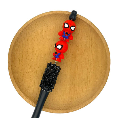 Silicone 3D Focal Beads Red Blue Alien Baby Large Ears Front Facing 2