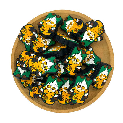 Silicone Focal Beads Autumn Gnome Dwarf Pumpkin Holding Cotton Stalks 2