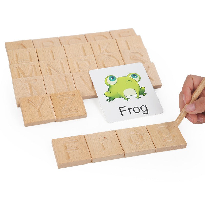 Wooden Montessori Toys Letter Card Slot Building Blocks Educational Toy 3