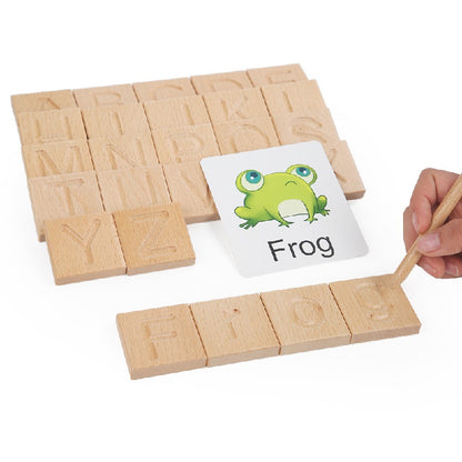 Wooden Montessori Toys Letter Card Slot Building Blocks Educational Toy 3