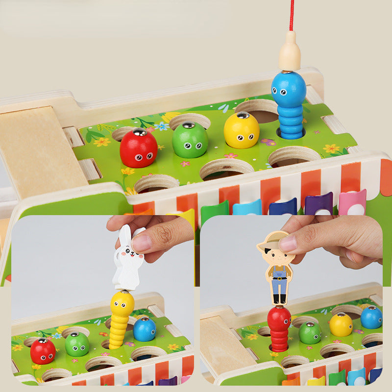 Wooden Montessori Toys Multifunctional Pulling Radishes Farm Toy 5