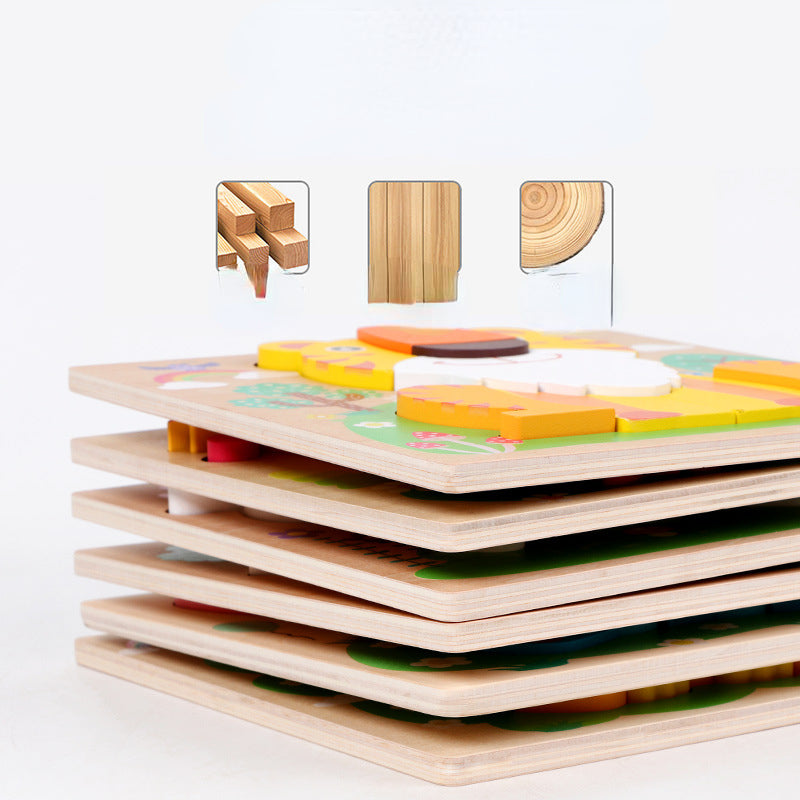 Stereoscopic Wooden Puzzle Educational Toy for Toddlers 4