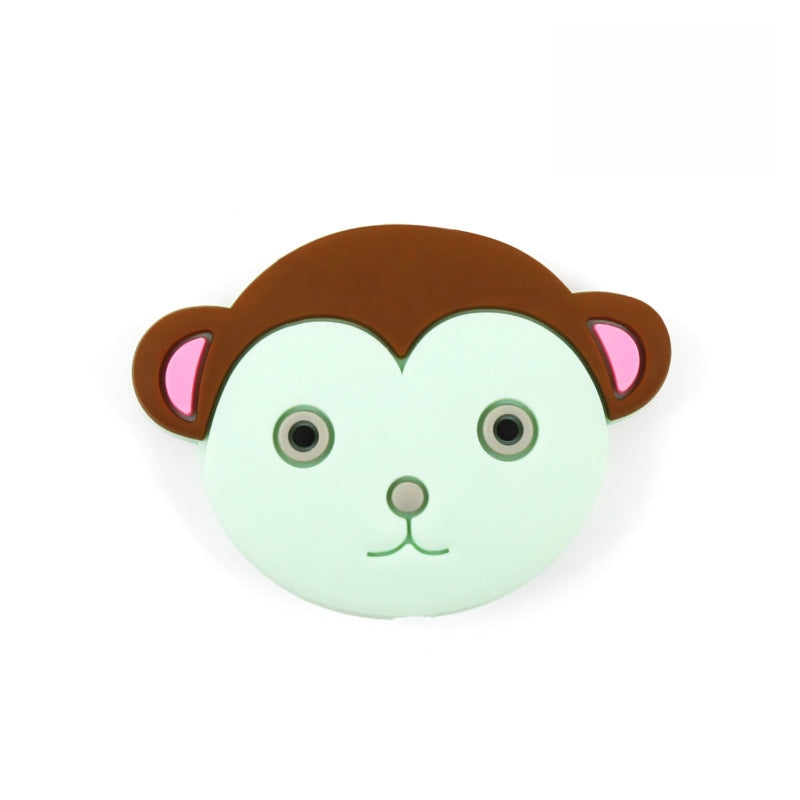 Silicone Focal Beads Cartoon Monkey Face Rounded Shape 6