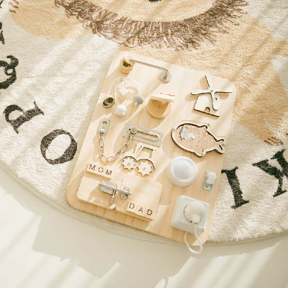 Wooden Montessori Busy Board Unlocking Toy for Toddlers 5