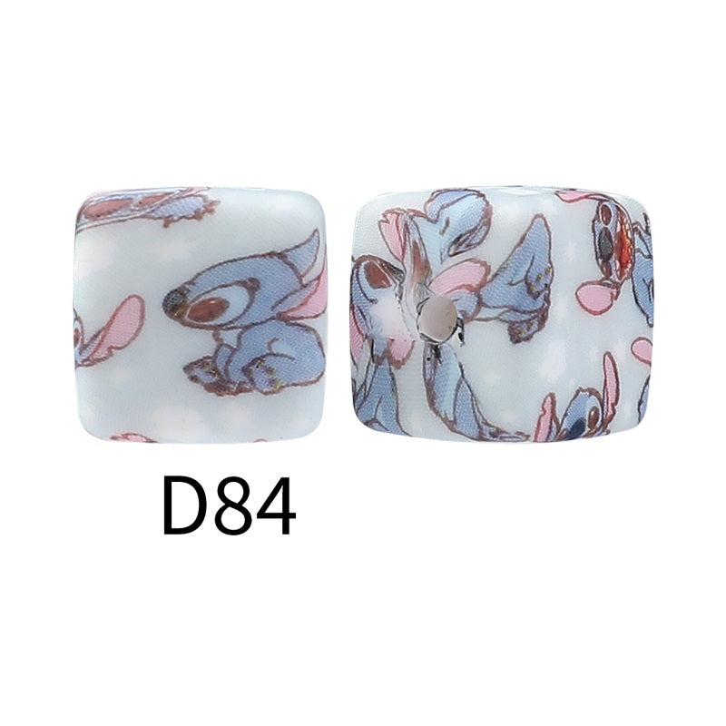50pcs 15mm Disney Silicone Beads Printed Design 11