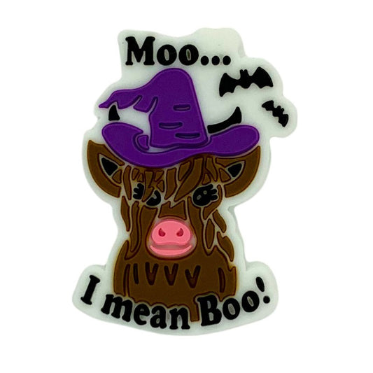20pcs Silicone Focal Beads Halloween Witch Hat Cow Front Facing