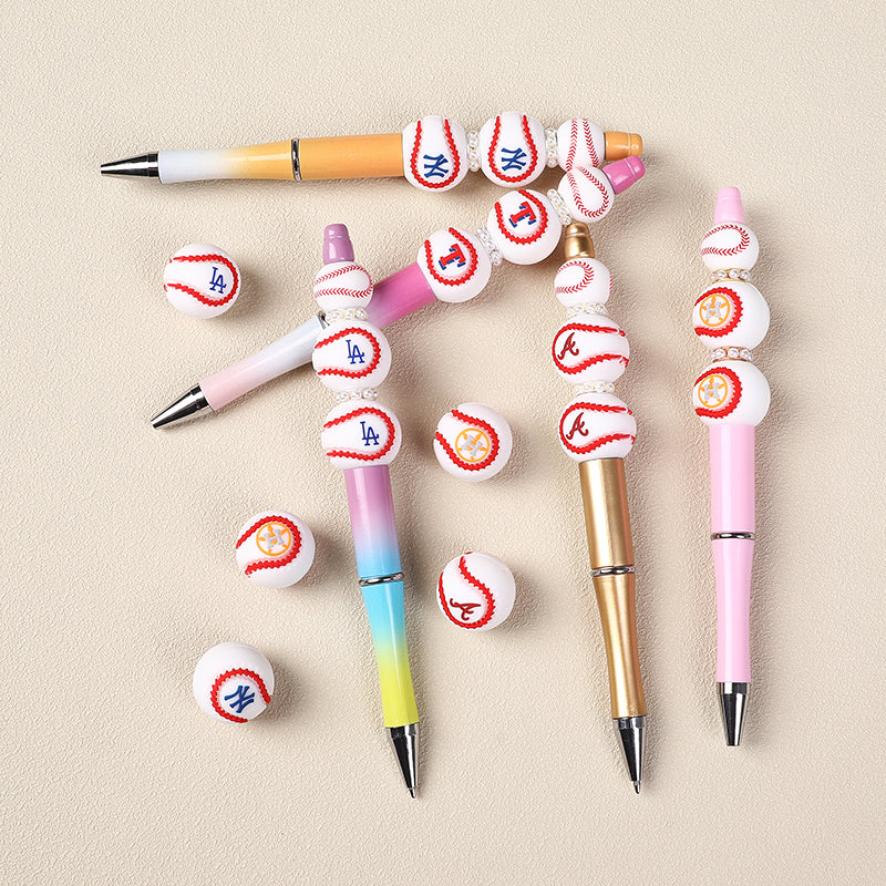 20mm 3D Silicone Focal Beads Baseball Team Front Facing 2