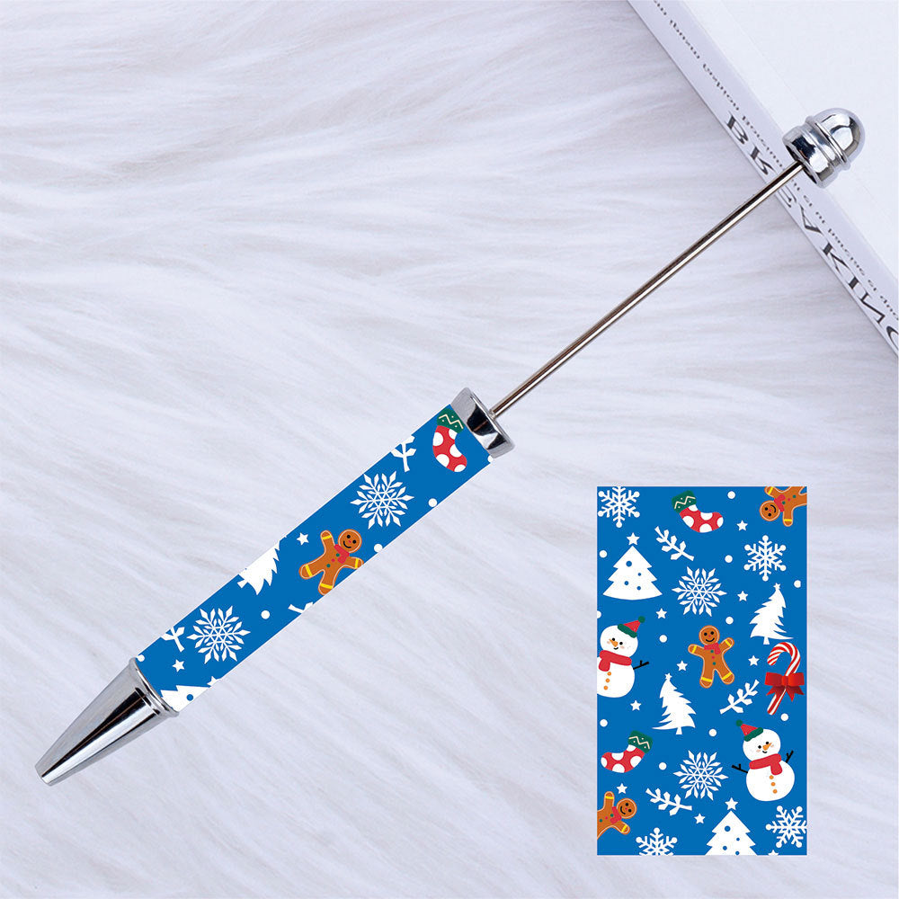 Christmas Beadable Pens Printed Pumpkin Ghost Spider Bat Pens Plastic 4