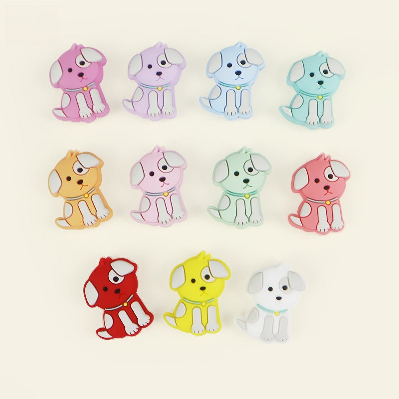 Silicone Focal Beads Cartoon Cute Puppy Sitting Pose