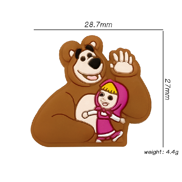 20Pcs Silicone Focal Beads Brown Bear with Girl in Hood Side Profile