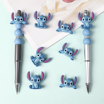 20Pcs Silicone 3D Focal Beads Blue Alien Character Large Ears Half-Lying Posture 2