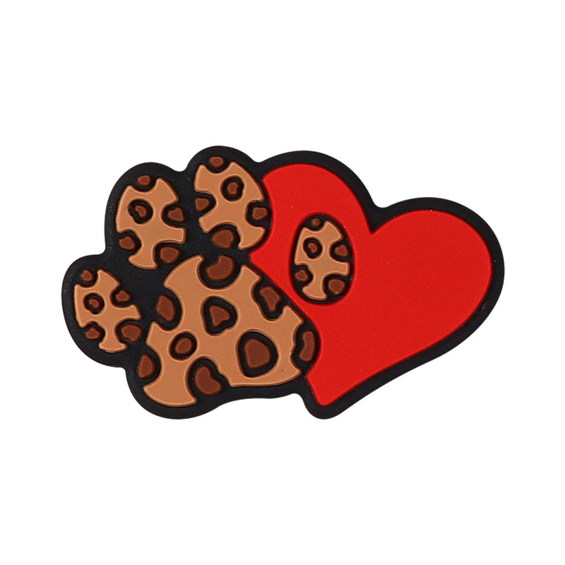 Silicone Focal Beads Leopard Dog Mom Series with Text and Paw Prints 11