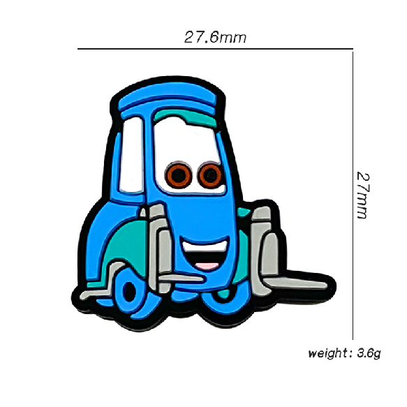 20Pcs Silicone Focal Beads Blue Cartoon Forklift Front Facing