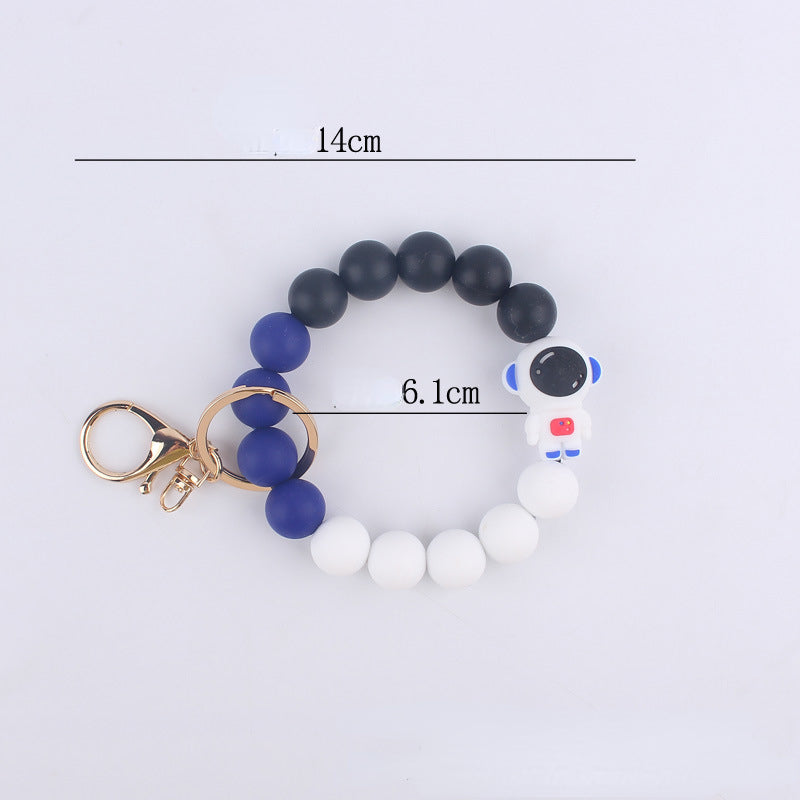 Astronaut Silicone Bead Wristlet Keychain with Key Ring 5