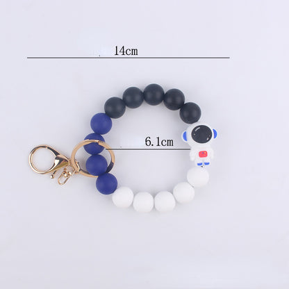 Astronaut Silicone Bead Wristlet Keychain with Key Ring 5