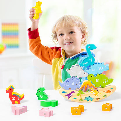 Wooden Building Blocks Cognitive Balance Dinosaur Educational Toy 4