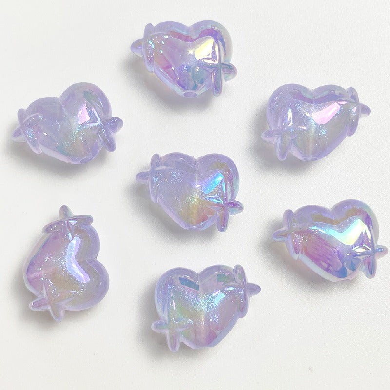 50pcs 14x20mm UV Finish Light In The Dark Heart Star Acrylic Beads 8