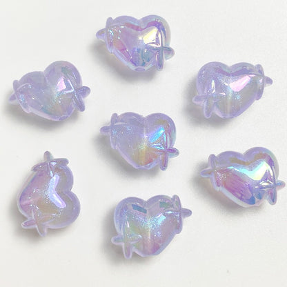 50pcs 14x20mm UV Finish Light In The Dark Heart Star Acrylic Beads 8
