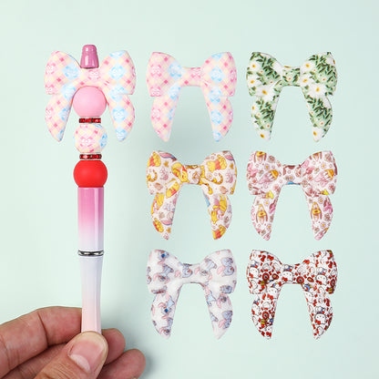10Pcs Silicone 3D Focal Beads Colorful Bow Printed Shape 7