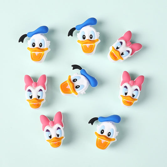 20Pcs Silicone 3D Focal Beads Blue Alien Character Large Ears Pink Rabbit Bow
