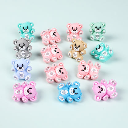 Silicone 3D Focal Beads Hug Bear Sitting Pose 3