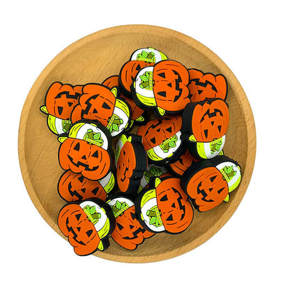 Silicone Focal Beads Smile Pumpkin With Hat Halloween Thanksgiving 2