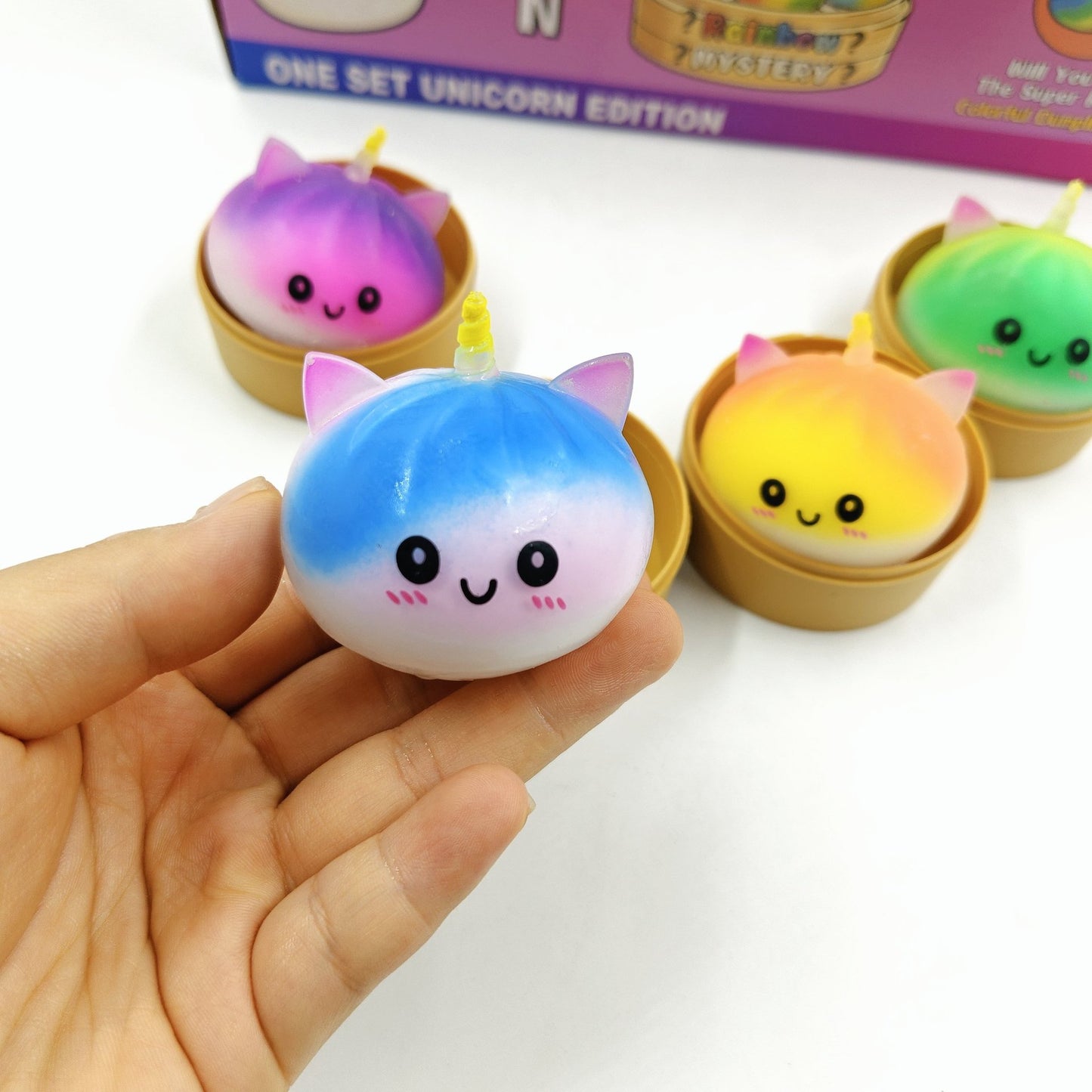TPR Unicorn Steamed Stuffed Bun Squishy Sensory Squeeze Toy 5.5cm 2