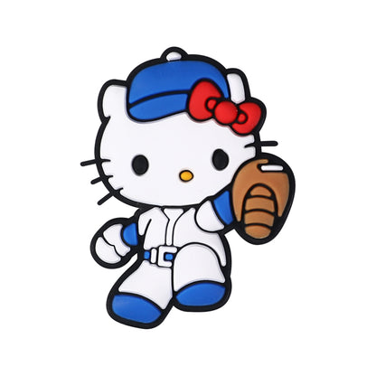 20Pcs Silicone Focal Beads White Cat No Mouth Red Bow with Accessories 13