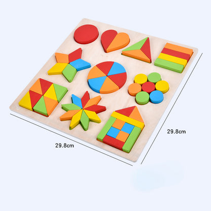 Wooden Geometric Matching Montessori Toys Educational Plate 5