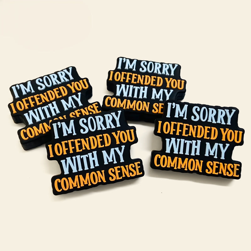 20Pcs Silicone Focal Beads English Alphabet Quotations Printed Text Design