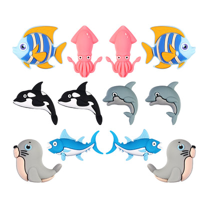 20Pcs Silicone 3D Focal Beads Ocean Animals Seal Dolphin Killer Whale 2