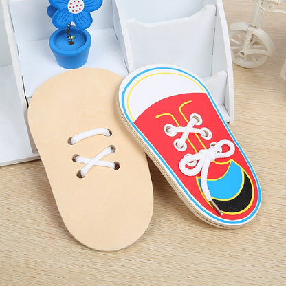 Wooden Montessori Toys Practice Tying Shoelaces Learning Toy 3
