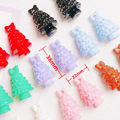 5pcs 36x22mm Christmas Tree Acrylic Beads Holiday Craft 3