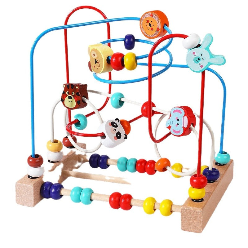 Wooden Bead Maze Educational Animal Fruit Activity Toy