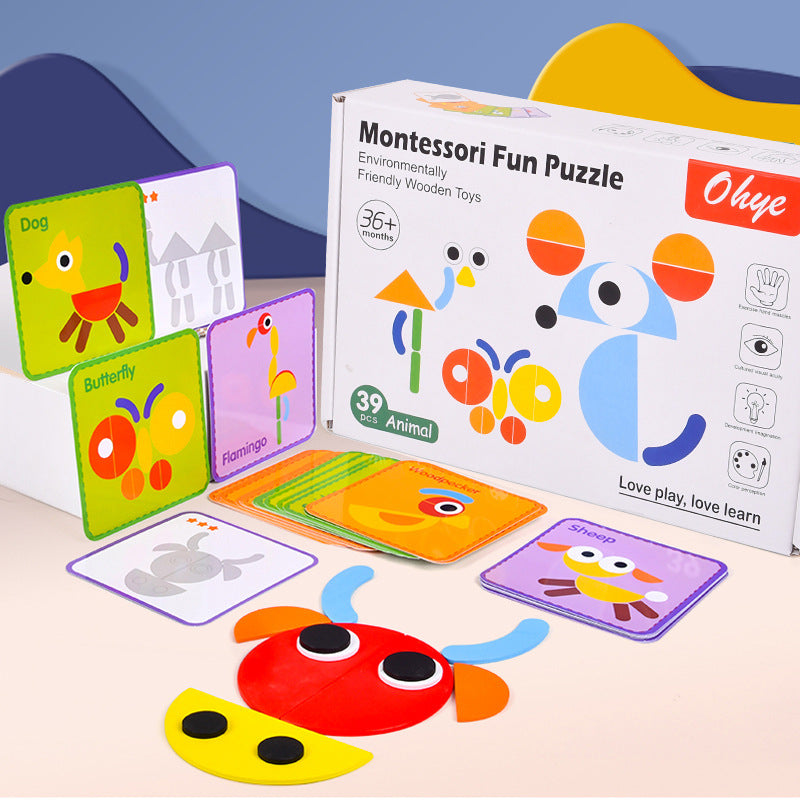 Wooden Geometric Montessori Puzzle Educational Toy for Kids